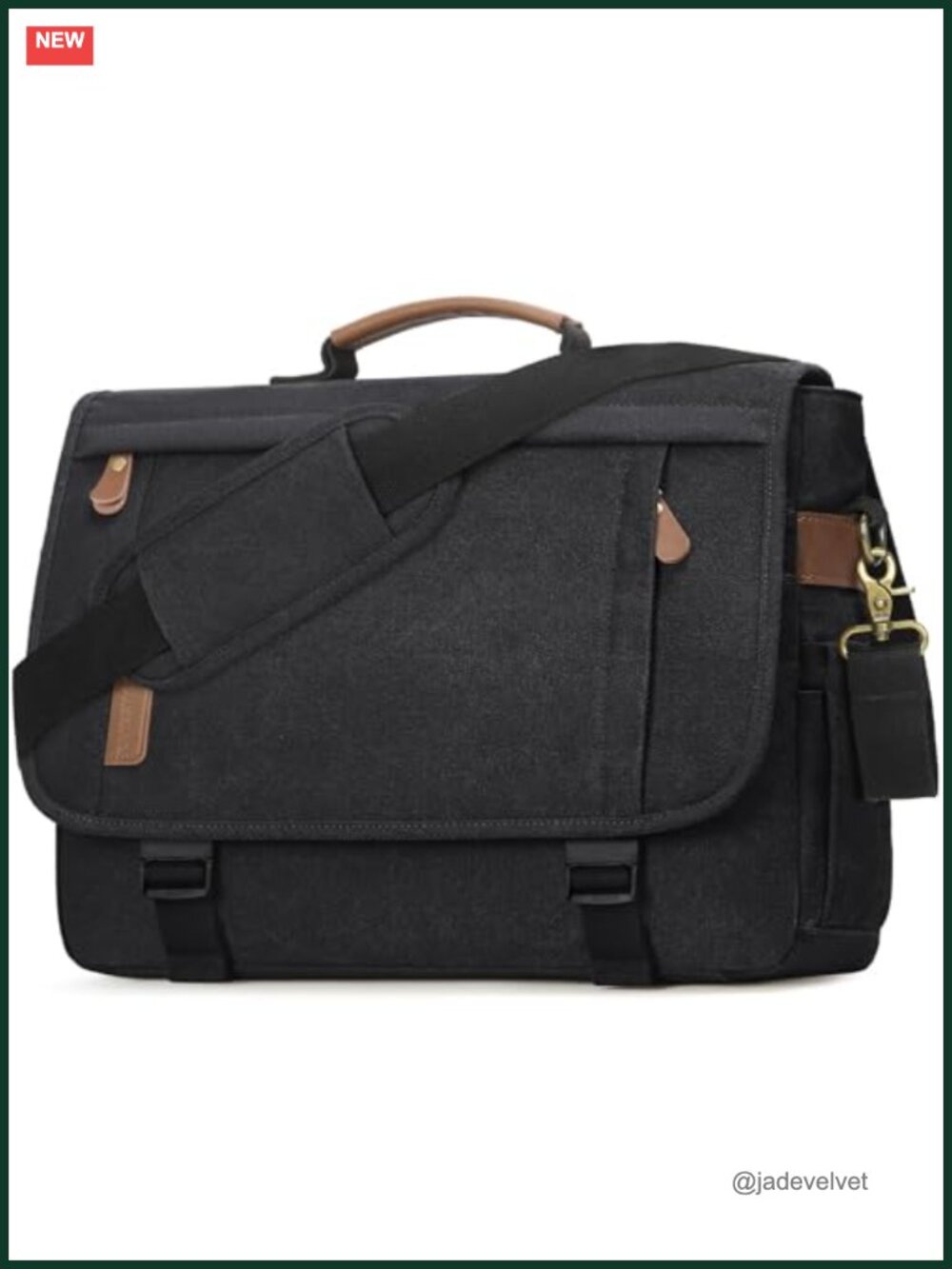 Waterproof Canvas Messenger Bag for Men 17-17.3 Inch Laptop Briefcase Crossbody
